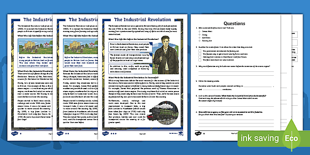 Ks2 Industrial Revolution Reading Prehension Activity