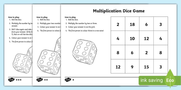 Multiplication Dice Maths Games