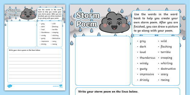 Storm Poem Writing Template (teacher made) - Twinkl