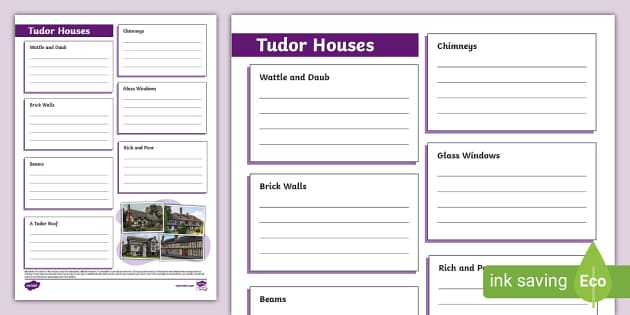 Tudor Houses Fact File Template (teacher made) - Twinkl