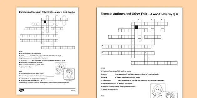 Famous Author Crossword (teacher made) - Twinkl