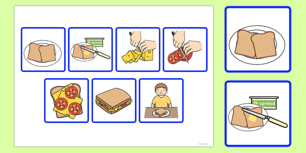 7 Step Sequencing Cards Making a Sandwich - sequencing, cards