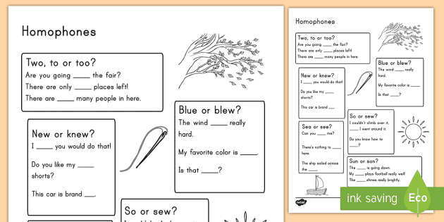 homophones worksheets teacher made