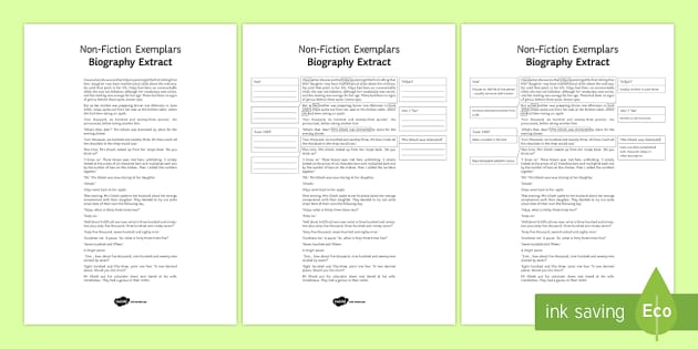 biography examples tes