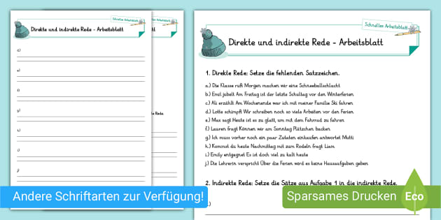 übungen Zur Direkten Und Indirekten Rede