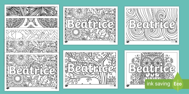 FREE Beatrice Mindfulness Name Colouring Activity