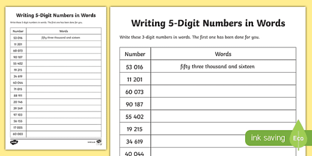 place value writing 5 digit numbers in words worksheet worksheet scottish