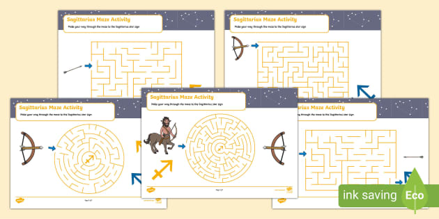 FREE Sagittarius Themed Maze Activity Worksheets Twinkl