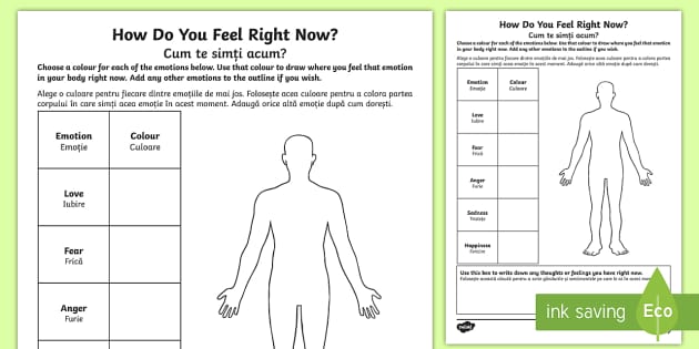 Mindful Me: How Do You Feel Right Now? Worksheet / Worksheet Romanian ...