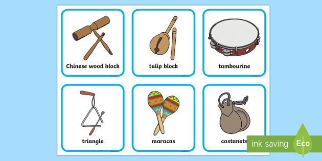Percussion Instruments Word Mat (Teacher-Made) - Twinkl