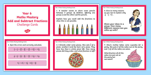 year 6 fractions add and subtract maths mastery activities