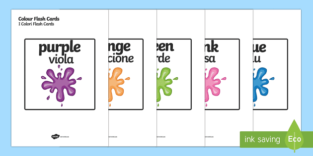 Color Word Cards Englsih/Italian (Teacher-Made) - Twinkl