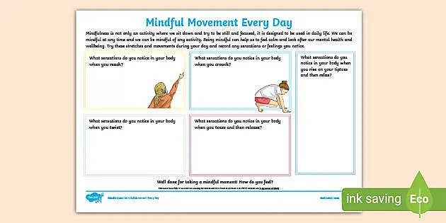 Mindfulness Mindful Movement Every Day Activity Sheet
