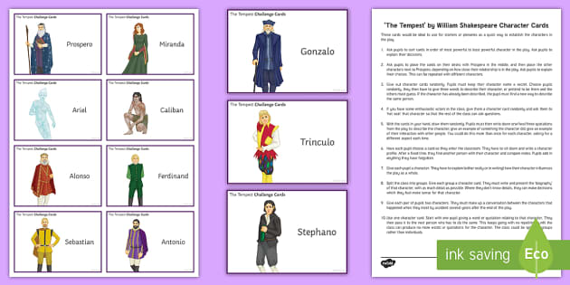 The Tempest Character Challenge Cards Gcse Resource Twinkl