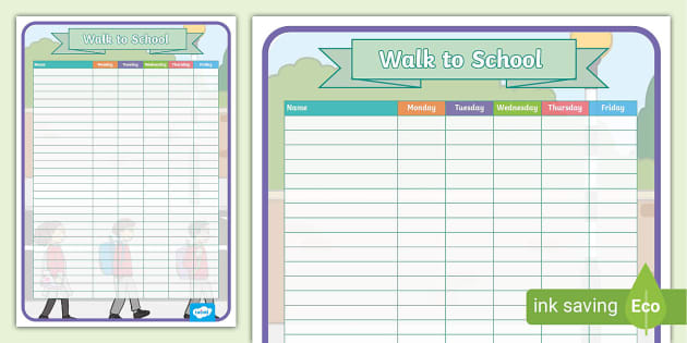 Walk To School Week Class Wall Chart Teacher Made Twinkl 0264