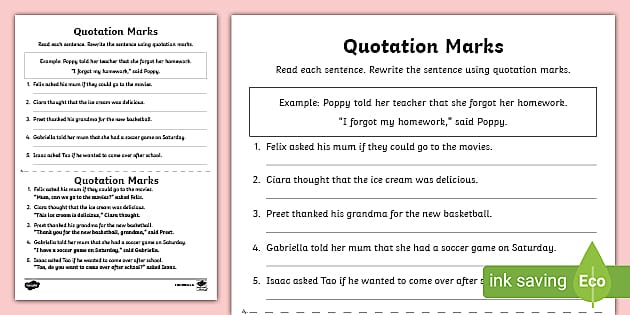 quotation marks activity sheet teacher made