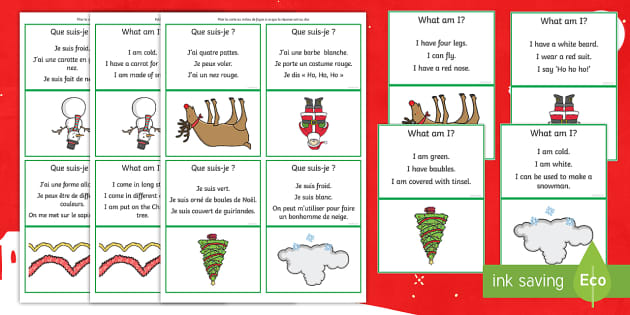 What Am I Christmas Guessing Game English French