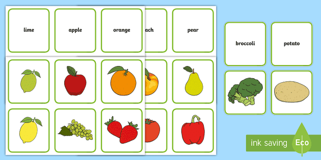 fruit and vegetables matching game teacher made