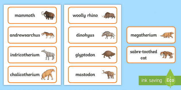 Prehistoric Beasts Word Cards (teacher made) - Twinkl
