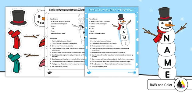 Name Snowman Preschool Craft and Free Printable - Fun-A-Day!