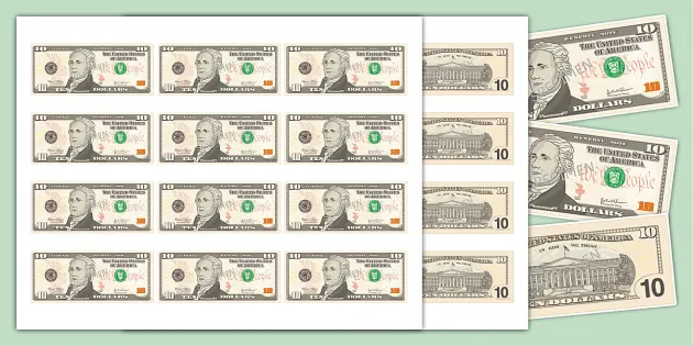 10 Dollar Bill Template, Math Resources