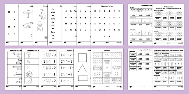 Kindergarten Middle of the Year Assessments (Teacher-Made)