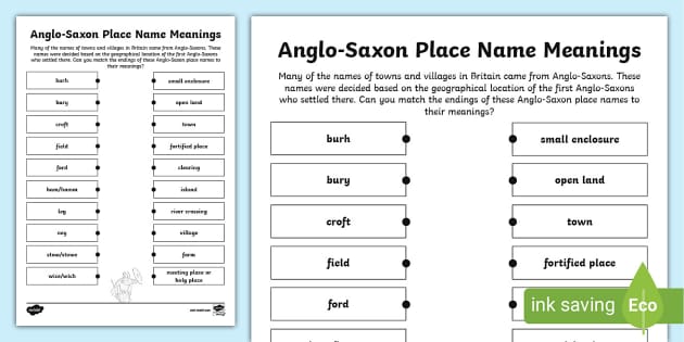 primary homework help anglo saxon place names