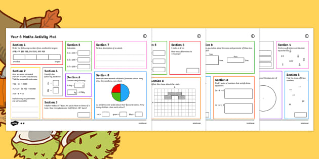 sats survival year 6 autumn 1 maths revision activity mats