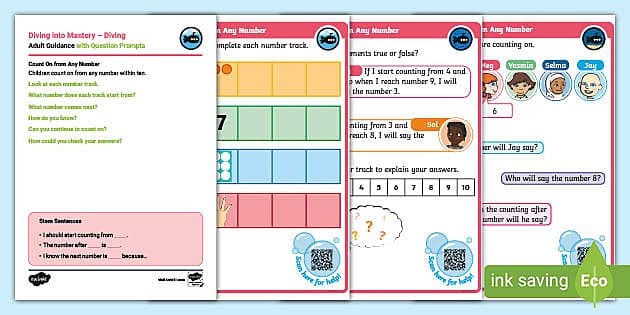 Year 1 Diving into Mastery: Step 6 Count On from any Number Activity Cards