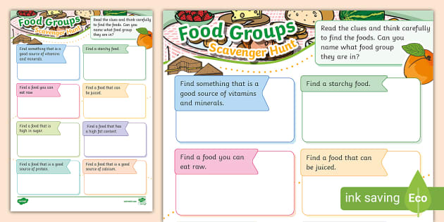 Food Groups Scavenger Hunt (teacher made) Biology Diagrams