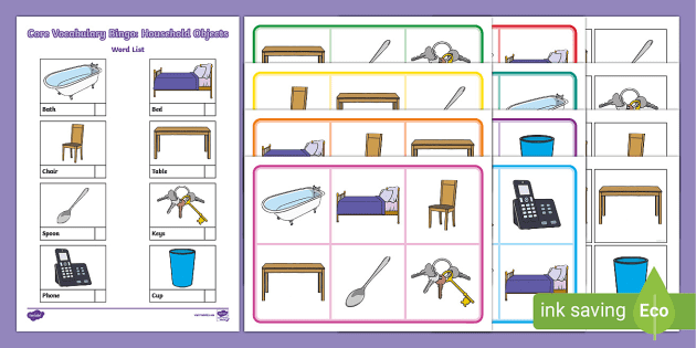 FREE Household Object Vocabulary Cards (Teacher-Made)