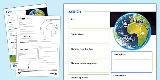 Earth Fact File Template (teacher made) - Twinkl