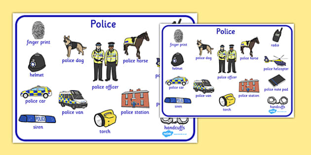 police-word-mat-esl-police-vocabulary-teacher-made