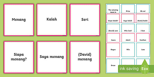 Winners and Losers: Playing Games Matching Cards Indonesian