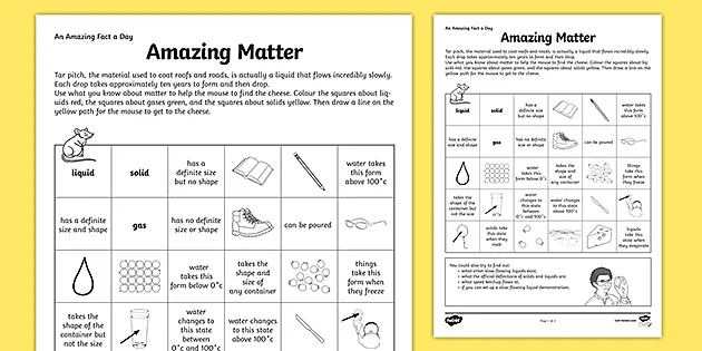 states of matter worksheet primary science resources