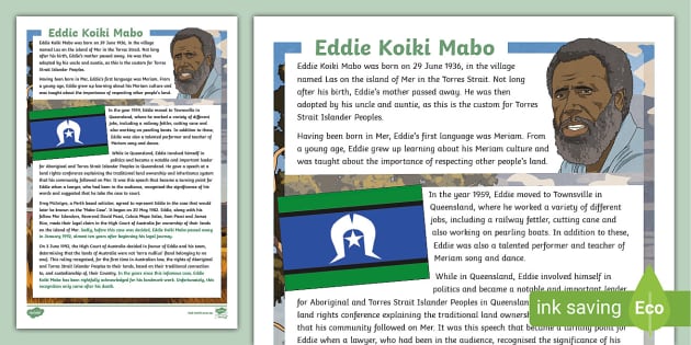 National Reconciliation Week Eddie Mabo Fact Sheet 