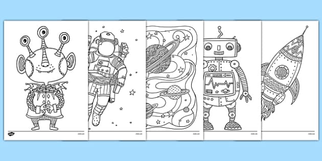 Download Space Themed Mindfulness Colouring Pages