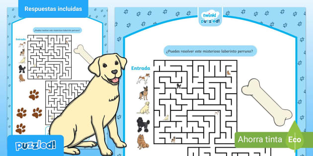 Dog Maze Mystery  Twinkl Puzzled for Kids (Teacher-Made)