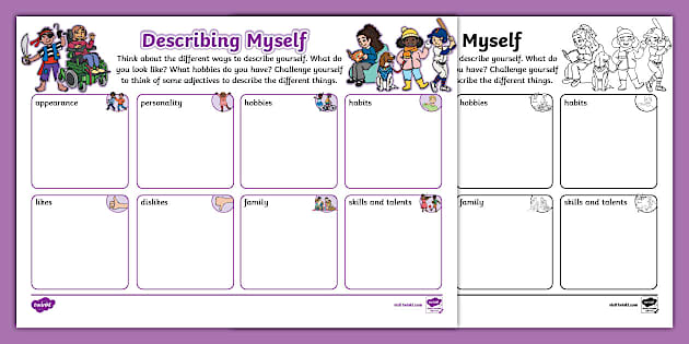 Describing Myself Adjective Worksheet