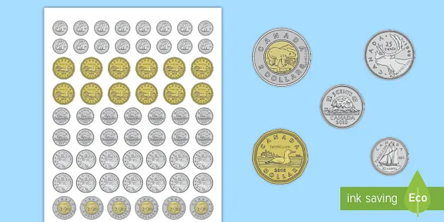 printable money life size canadian coins cut outs