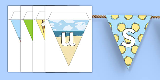 Summer Bunting With Display Lettering Resources Twinkl