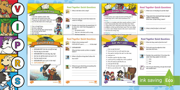 Phonetically-Decodable 60-Second Reads: Pirates (Phases 2-5) Activity Pack