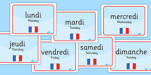 Days Of The Week Display Signs French Translation