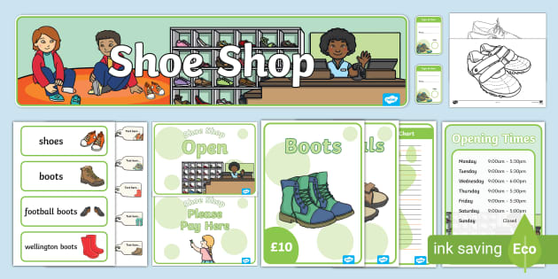 Shoe Shop Role Play Pack teacher made Twinkl