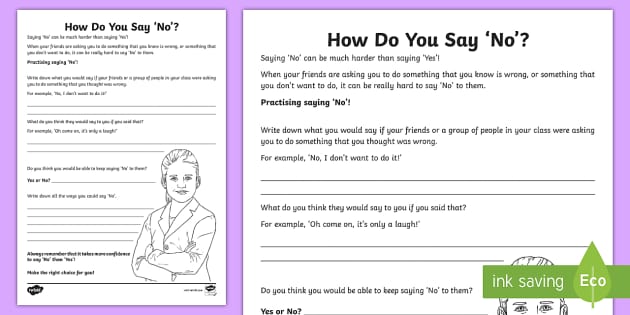 How Do You Say 'No'? Worksheet (teacher made)