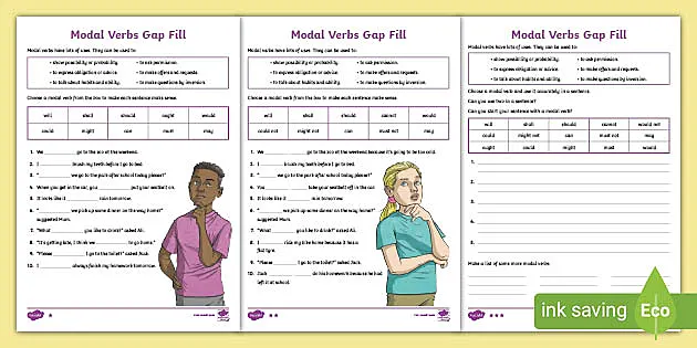 modal verbs gap fill differentiated worksheet teacher made