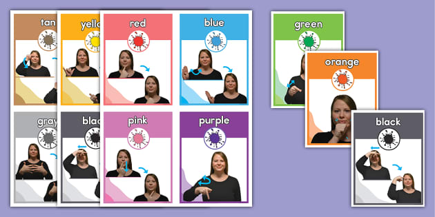 Printable Color Signs ASL Flash Cards for Kids Twinkl USA