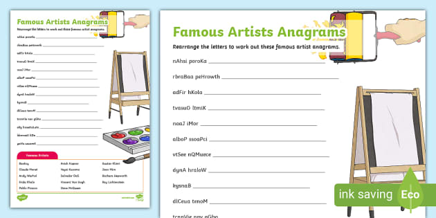 A Fantastic Famous Artist Anagram Activity | Twinkl | KS1