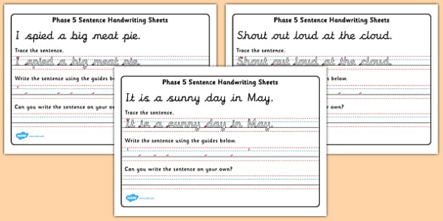 twinkl year worksheets phonics 1 Sheets Handwriting 5, 5  Sentence  Phase phase sentence