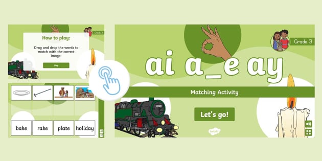 Grade 3 Phonics ai a_e ay Interactive Go! Game - Twinkl